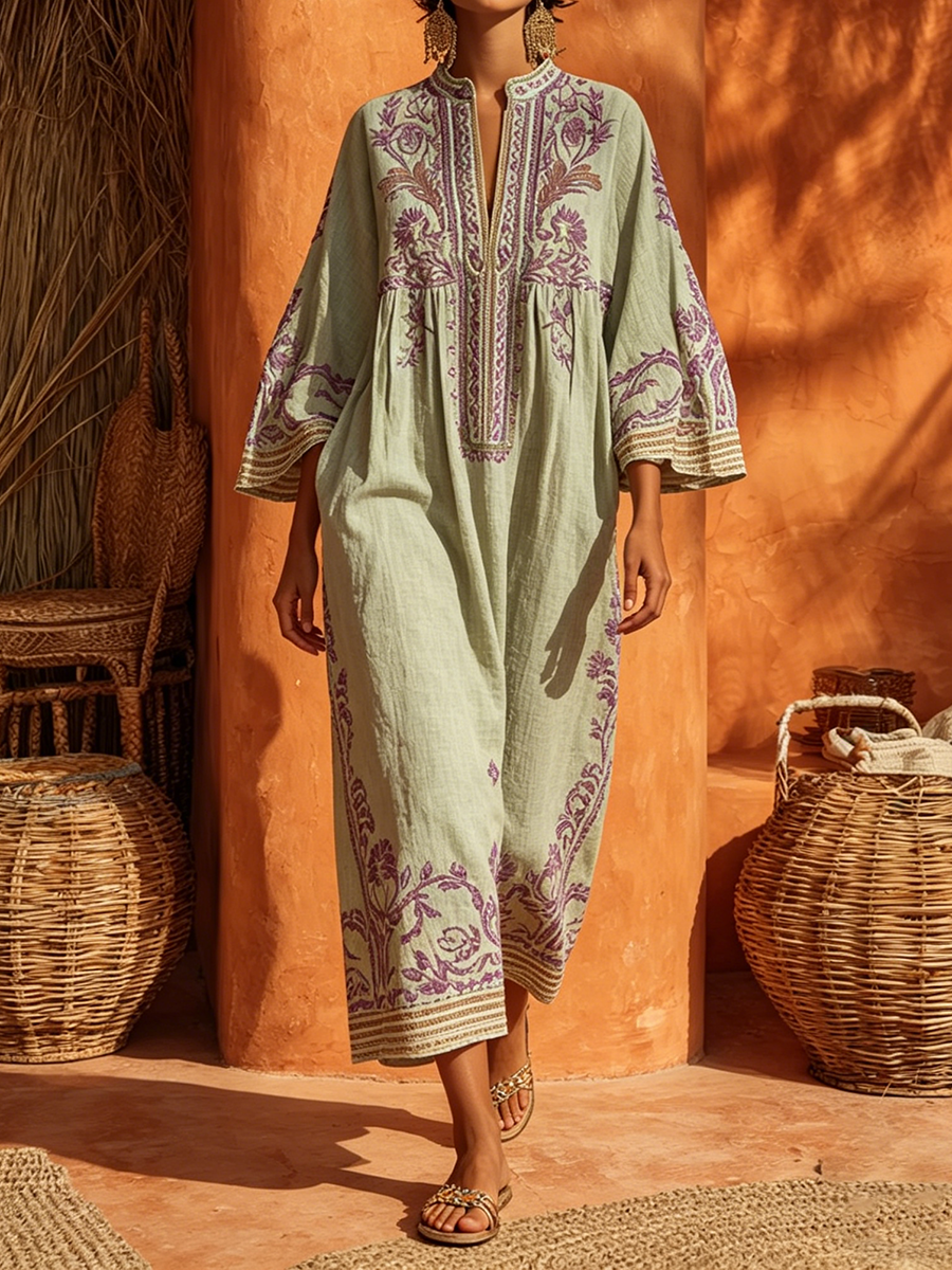 Bohemian women's dress with Mediterranean charm - Flowing and sunny