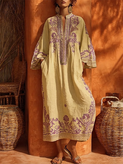 Bohemian women's dress with Mediterranean charm - Flowing and sunny