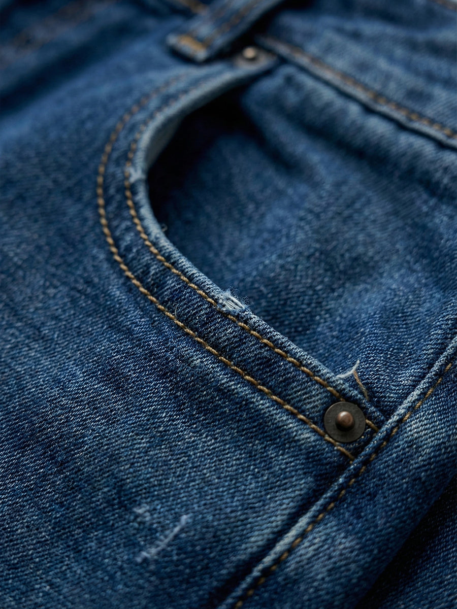 Jeans Femme en Coton Denim Lavé – Style Décontracté Street Relax