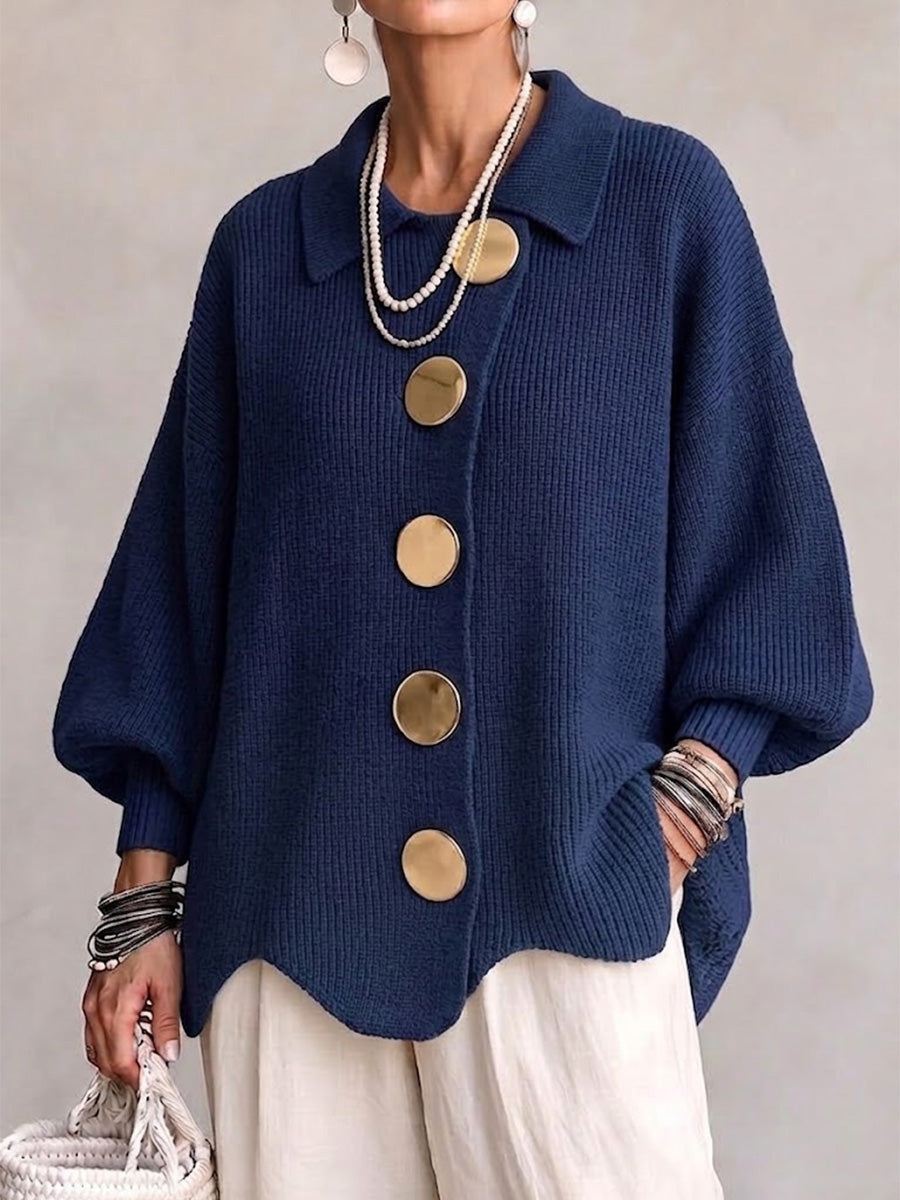 Women's cardigan with gold buttons - Elegant and soft
