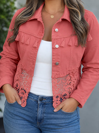 Chaqueta corta de mujer con flecos y encaje - Bohemia y elegante