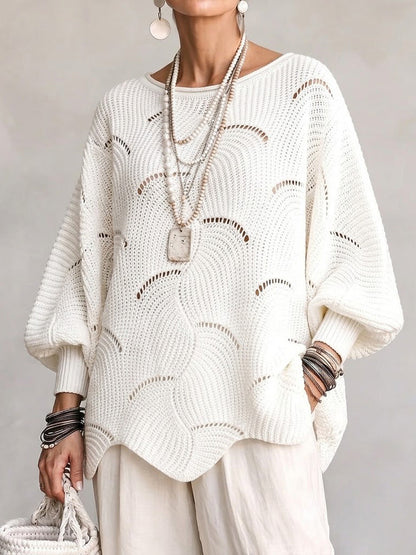 Women's open-knit sweater with a wave pattern - Flowing and feminine