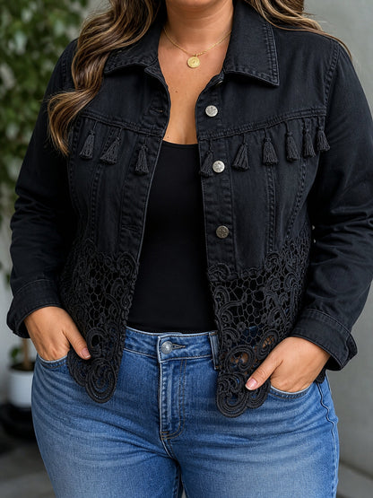 Chaqueta corta de mujer con flecos y encaje - Bohemia y elegante