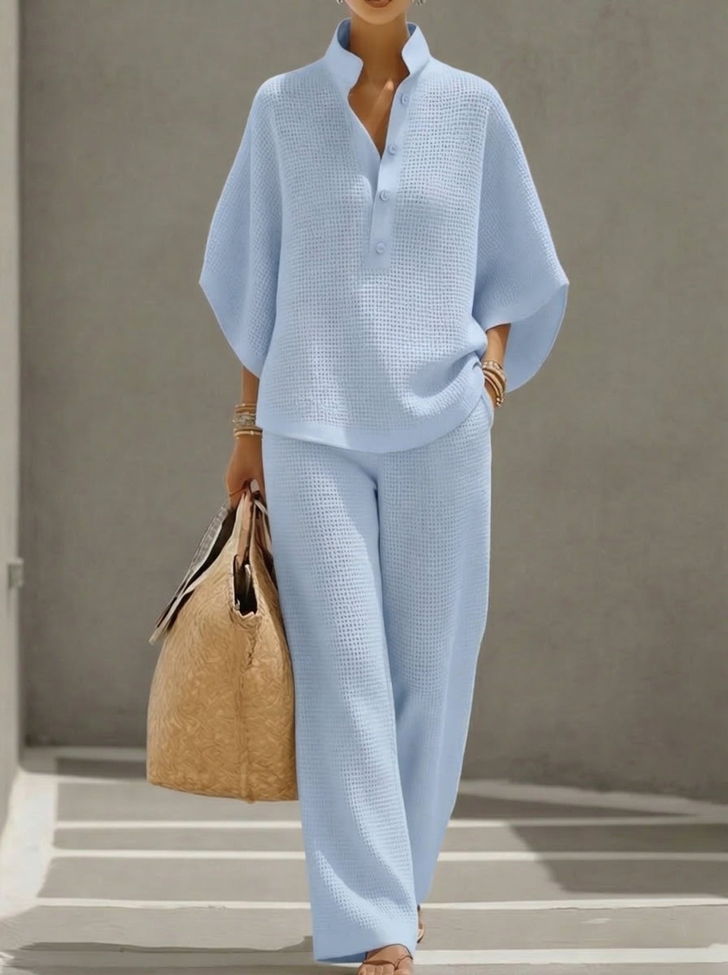 Ensemble femme gaufré – Tenue deux pièces confortable et élégante