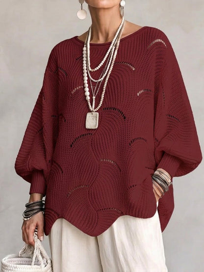 Women's open-knit sweater with a wave pattern - Flowing and feminine