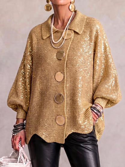 Women's cardigan with gold buttons - Elegant and soft
