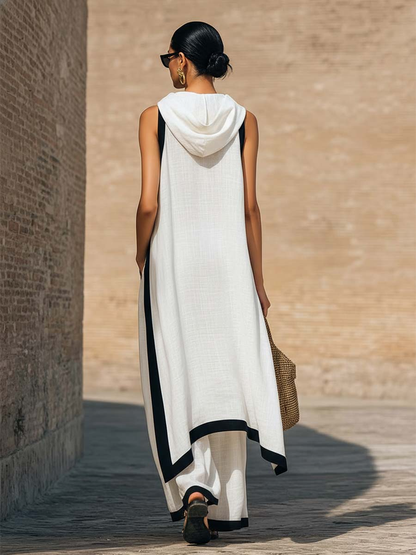 Ensemble femme élégant en coton et lin – Finitions travaillées et coupe raffinée