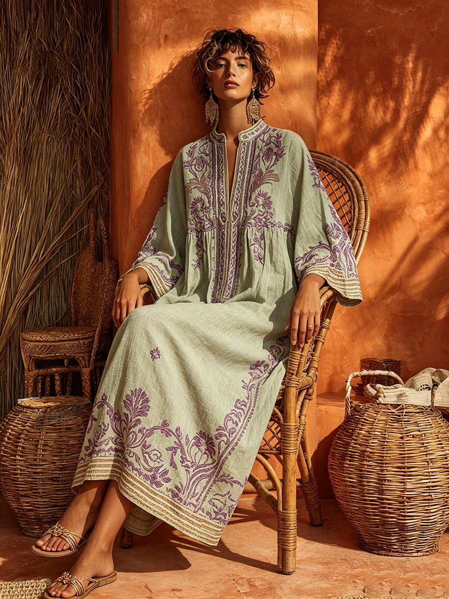 Bohemian women's dress with Mediterranean charm - Flowing and sunny