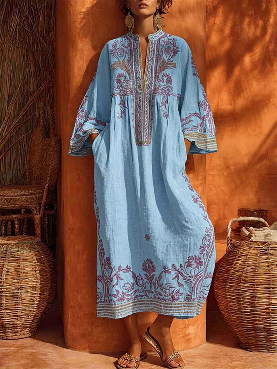 Bohemian women's dress with Mediterranean charm - Flowing and sunny