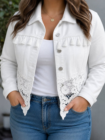 Chaqueta corta de mujer con flecos y encaje - Bohemia y elegante