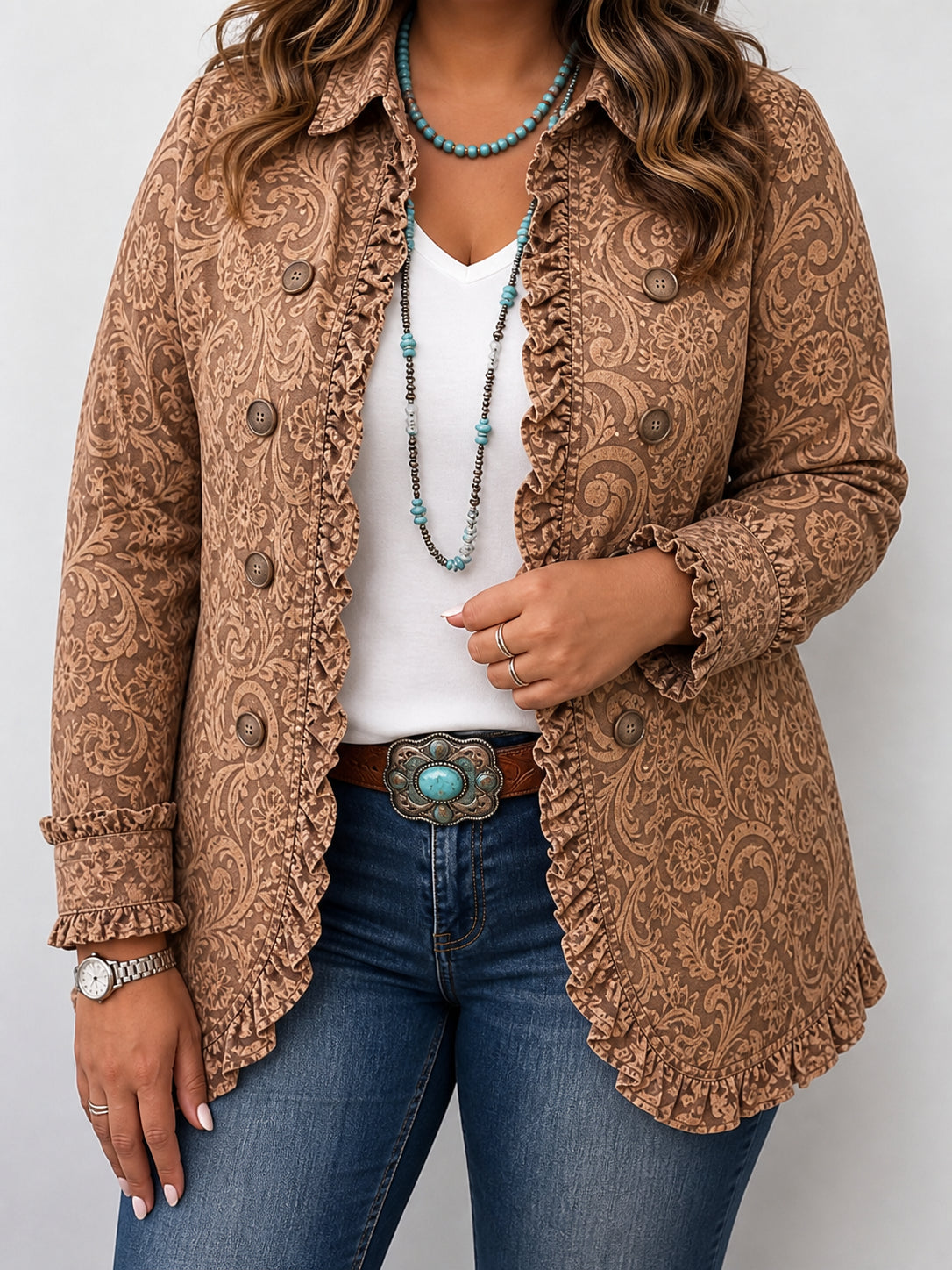 Veste fleurie femme a volants - Feminine et elegante