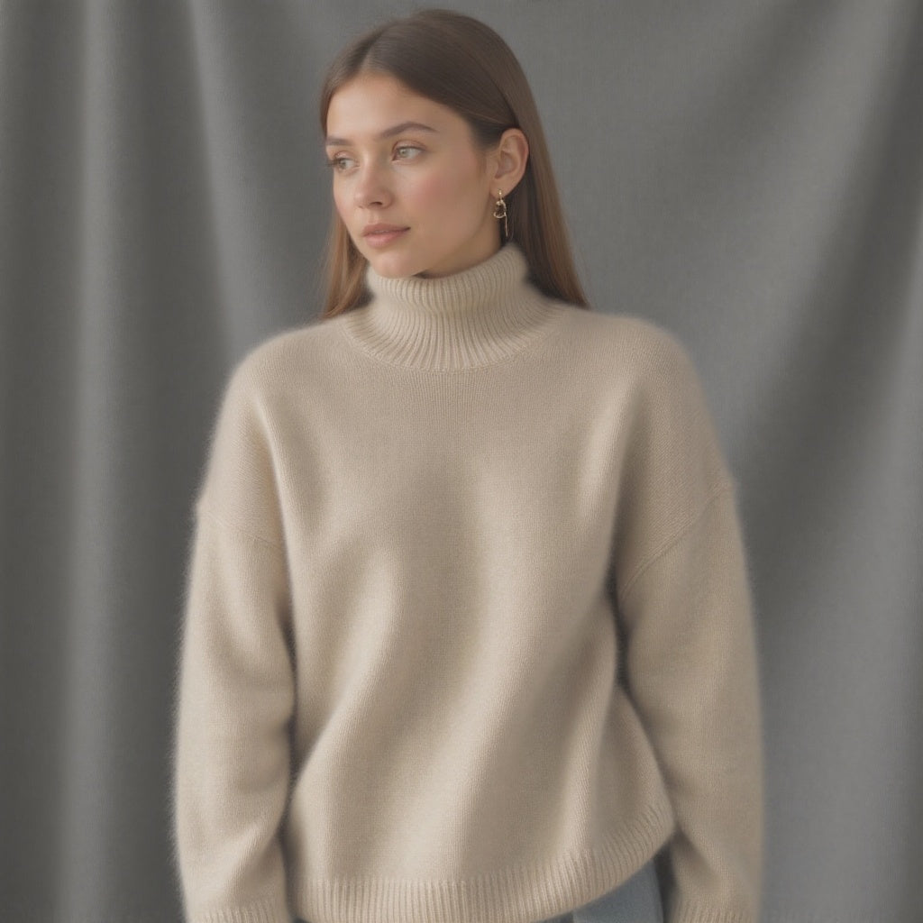 Pull col roulé oversize en cachemire pour femme – Doux, chaud, élégant et décontracté