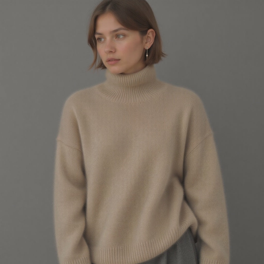 Pull col roulé oversize en cachemire pour femme – Doux, chaud, élégant et décontracté