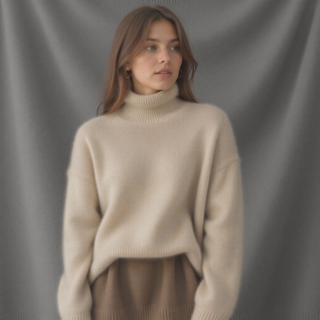 Pull col roulé oversize en cachemire pour femme – Doux, chaud, élégant et décontracté