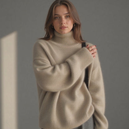 Pull col roulé oversize en cachemire pour femme – Doux, chaud, élégant et décontracté