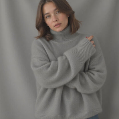 Pull col roulé oversize en cachemire pour femme – Doux, chaud, élégant et décontracté