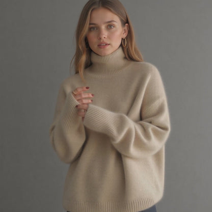 Pull col roulé oversize en cachemire pour femme – Doux, chaud, élégant et décontracté