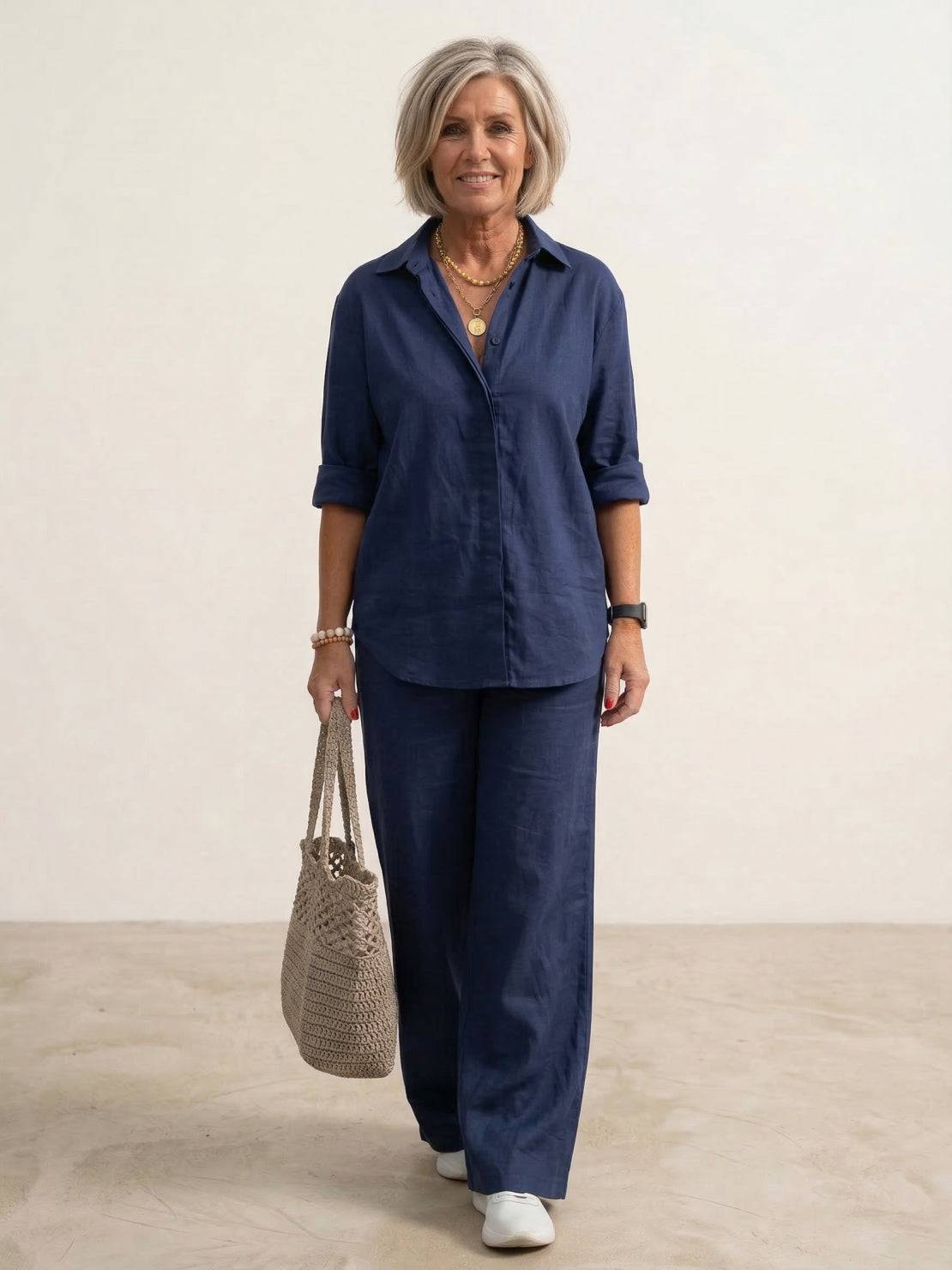 Completo camicia e pantaloni larghi da donna – Chic e fluido
