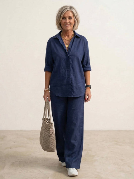 Women's wide shirt and pants set – Chic and flowing