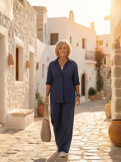 Completo camicia e pantaloni larghi da donna – Chic e fluido