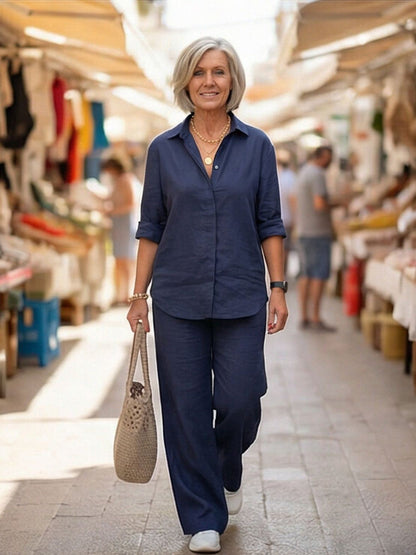 Completo camicia e pantaloni larghi da donna – Chic e fluido