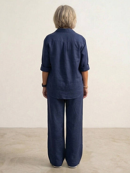 Completo camicia e pantaloni larghi da donna – Chic e fluido