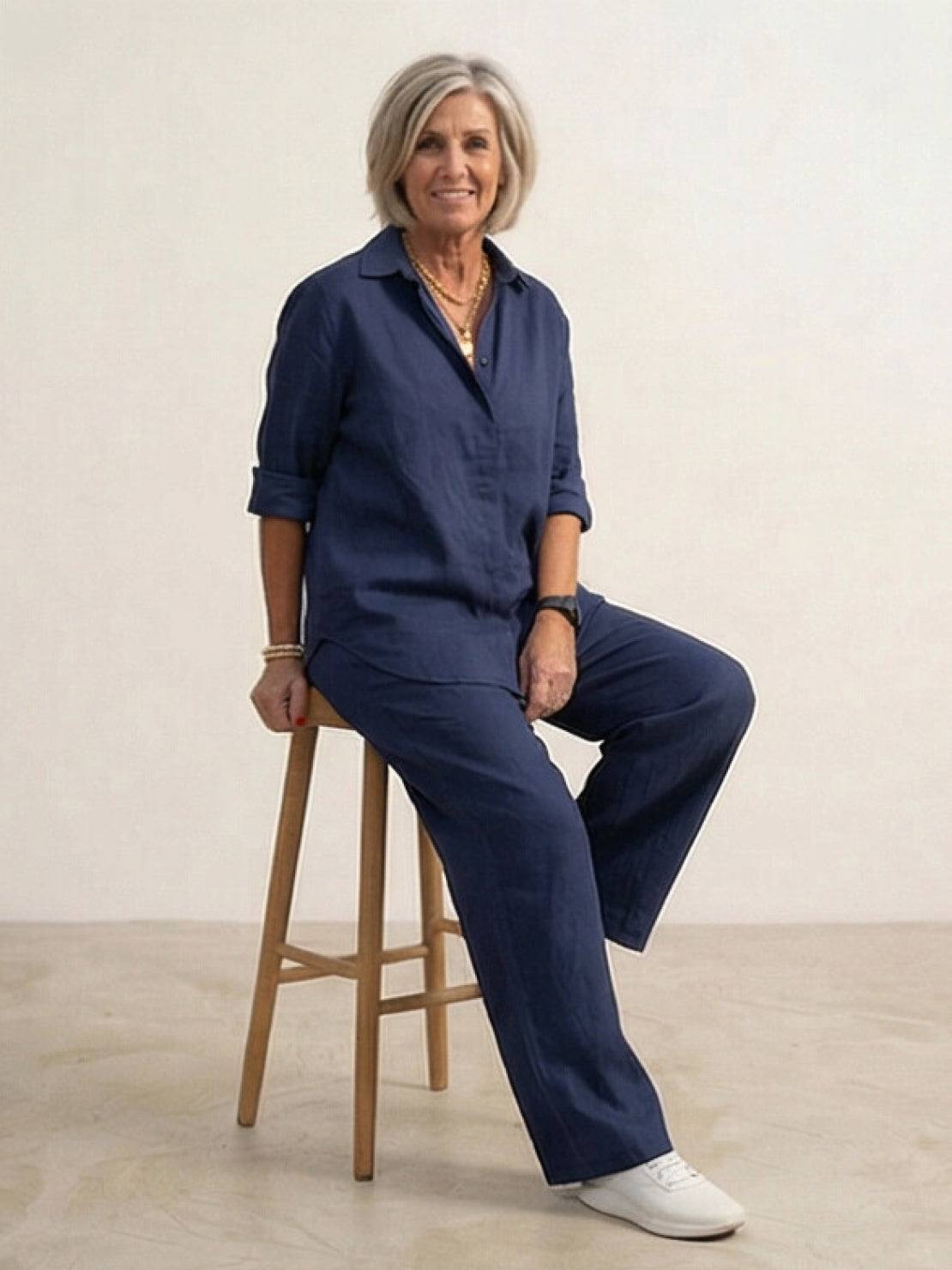 Completo camicia e pantaloni larghi da donna – Chic e fluido