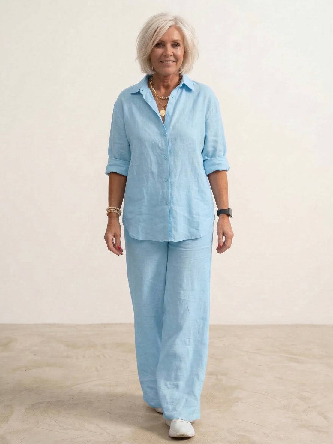 Completo camicia e pantaloni larghi da donna – Chic e fluido