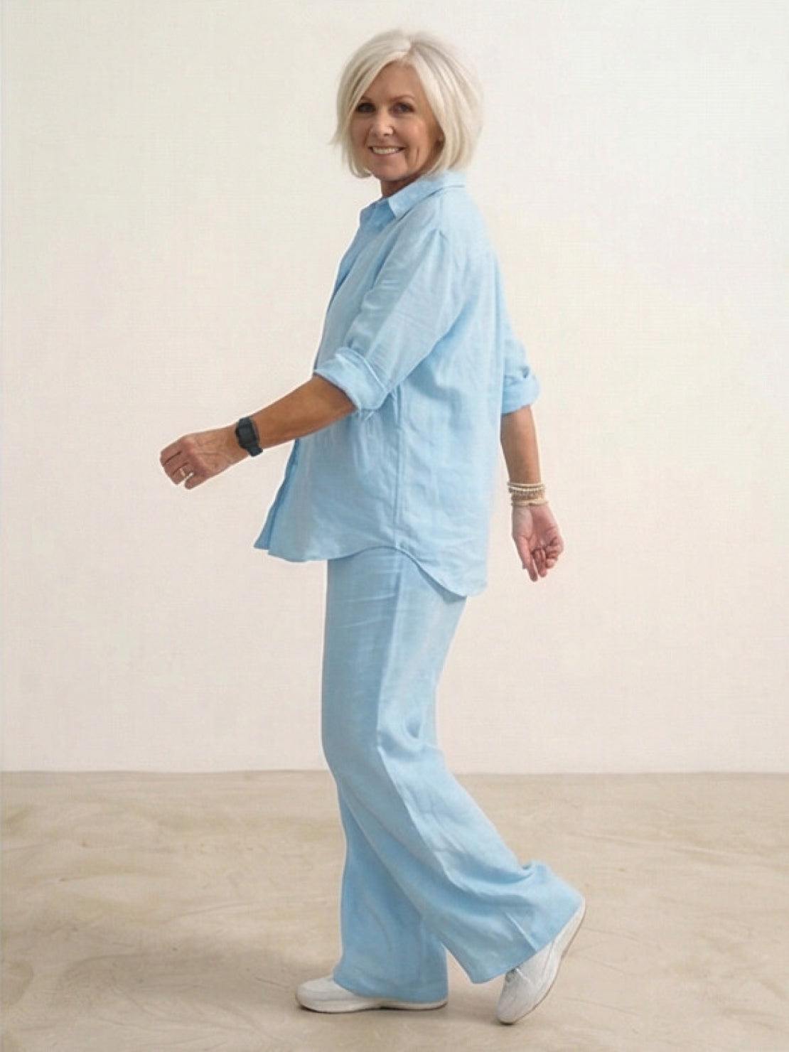 Completo camicia e pantaloni larghi da donna – Chic e fluido