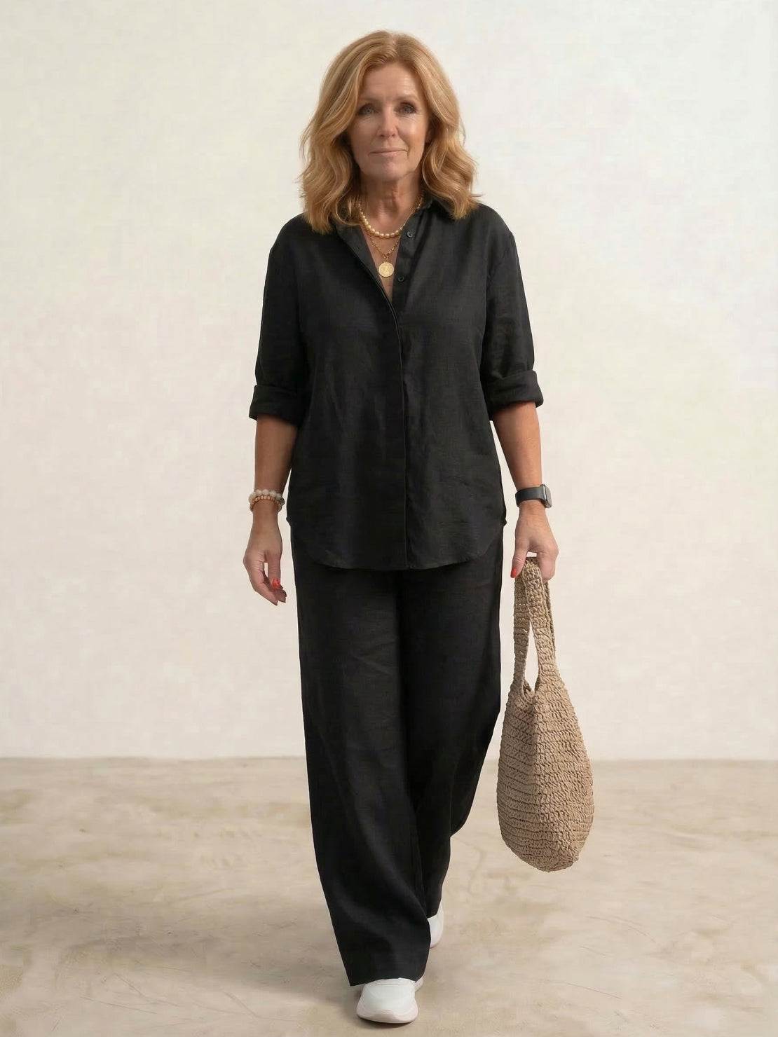 Completo camicia e pantaloni larghi da donna – Chic e fluido