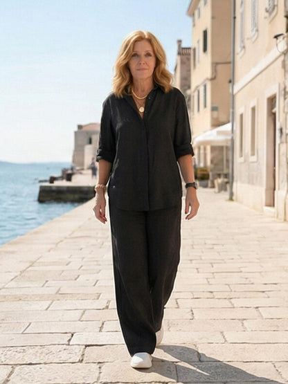 Completo camicia e pantaloni larghi da donna – Chic e fluido