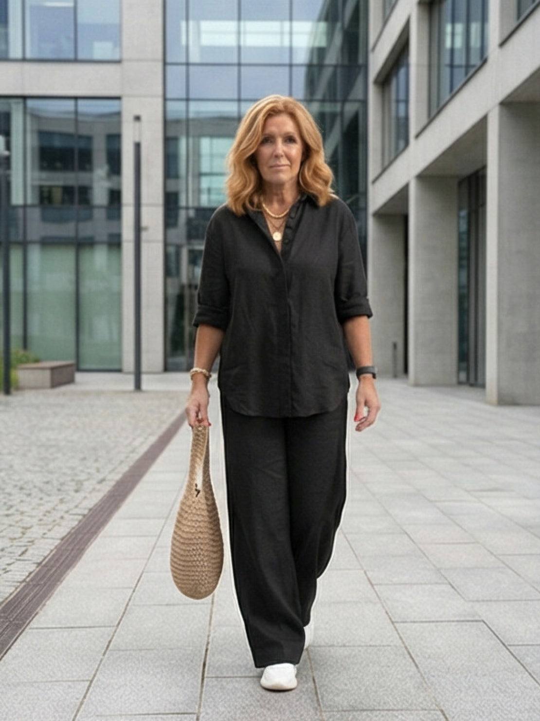 Completo camicia e pantaloni larghi da donna – Chic e fluido