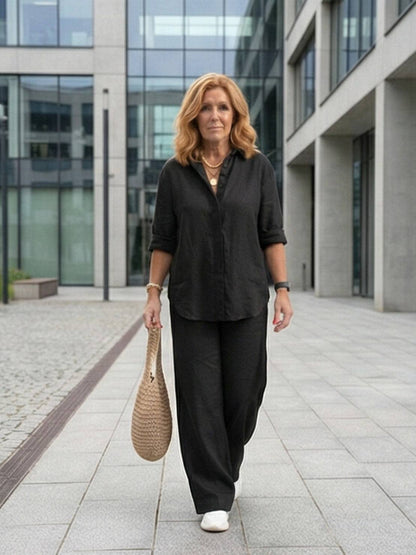 Completo camicia e pantaloni larghi da donna – Chic e fluido