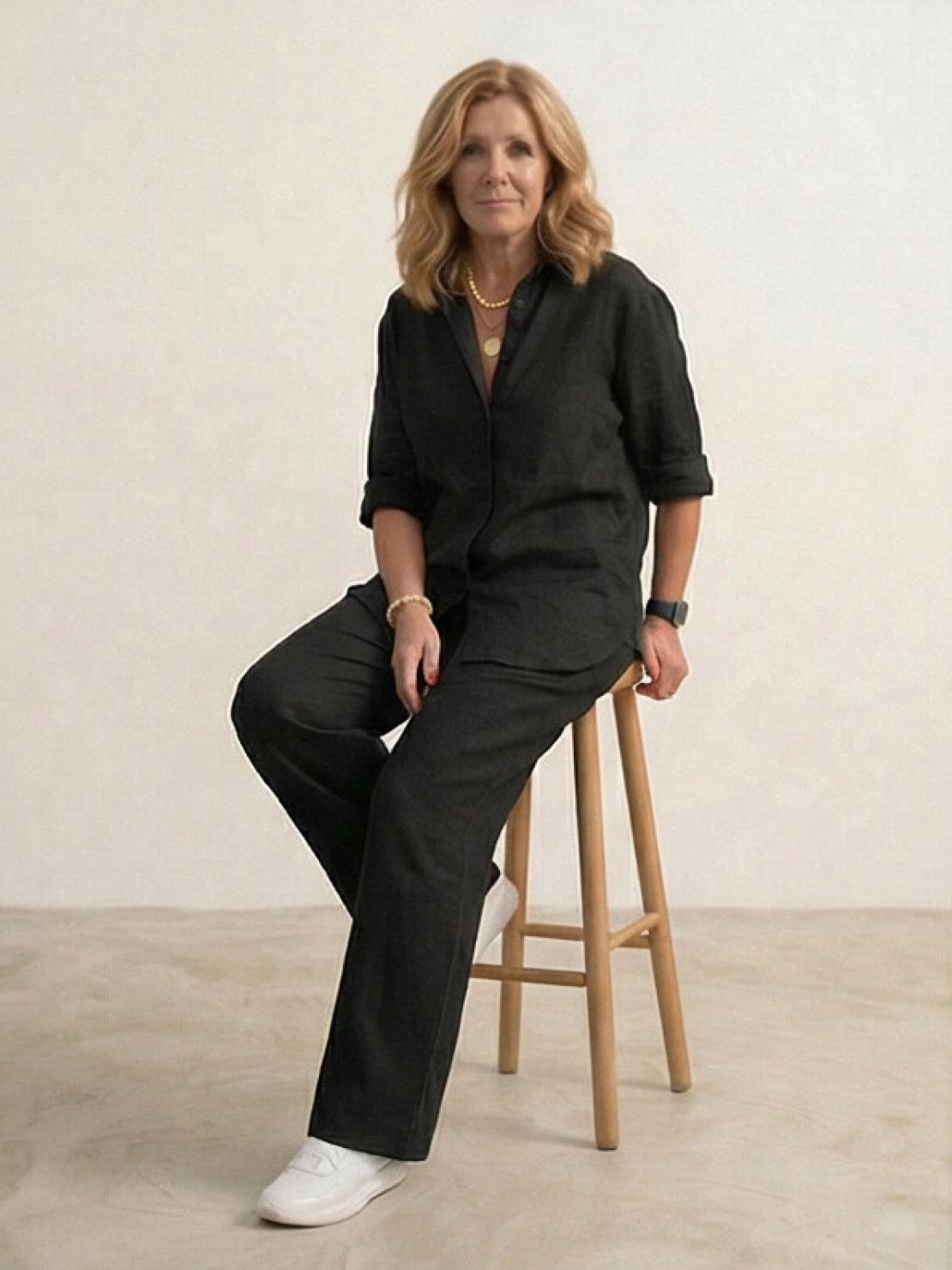 Completo camicia e pantaloni larghi da donna – Chic e fluido