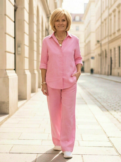 Completo camicia e pantaloni larghi da donna – Chic e fluido