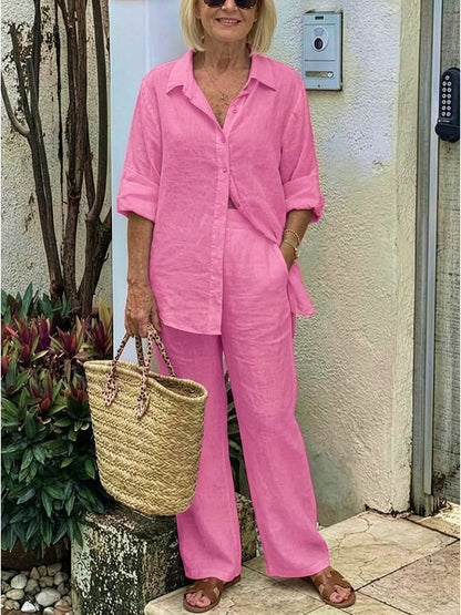Completo camicia e pantaloni larghi da donna – Chic e fluido
