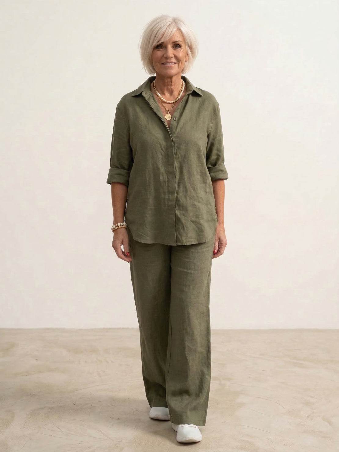 Completo camicia e pantaloni larghi da donna – Chic e fluido