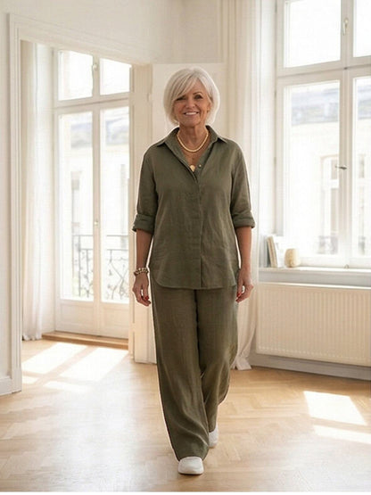 Completo camicia e pantaloni larghi da donna – Chic e fluido