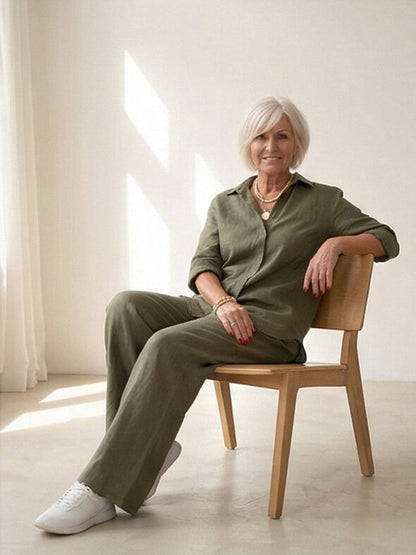 Completo camicia e pantaloni larghi da donna – Chic e fluido