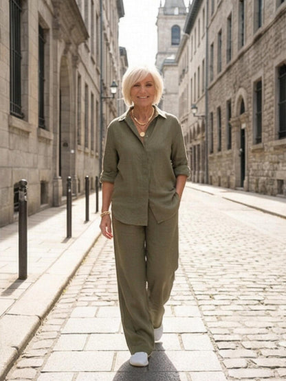 Completo camicia e pantaloni larghi da donna – Chic e fluido