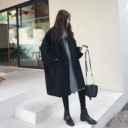 Manteau long oversize en mélange de laine