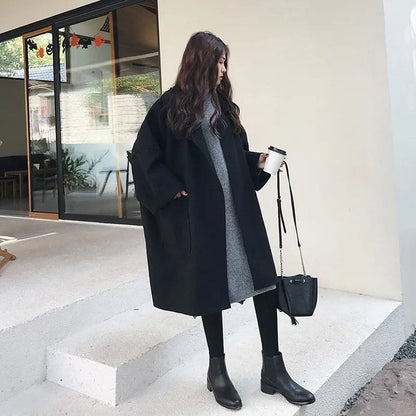 Manteau long oversize en mélange de laine