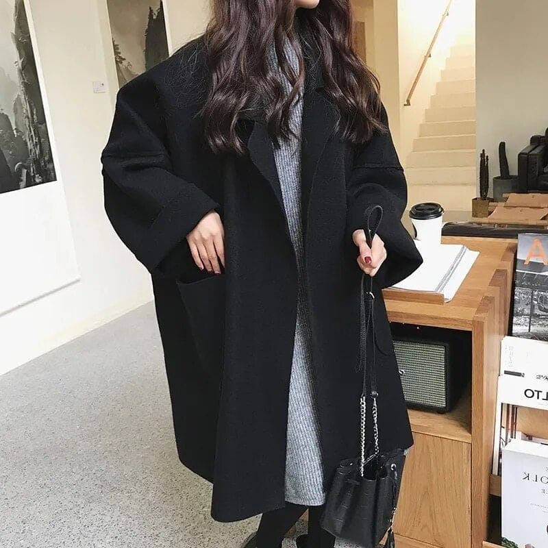 Manteau long oversize en mélange de laine