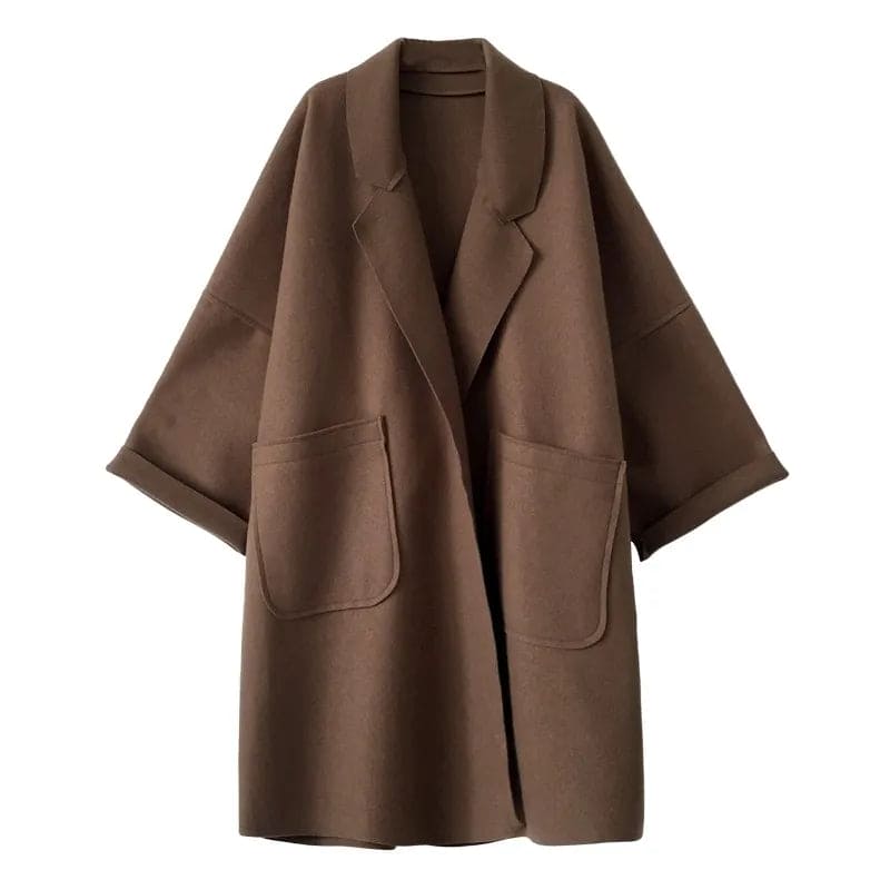 Manteau long oversize en mélange de laine