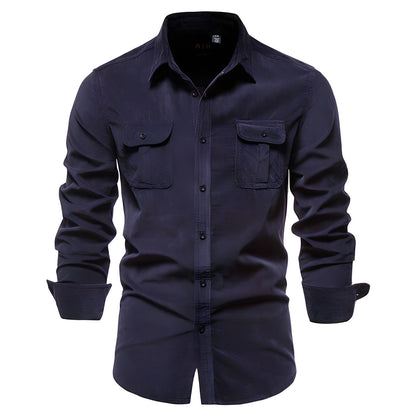 Chemise Utility Homme - Col Classique avec Poches à Rabat