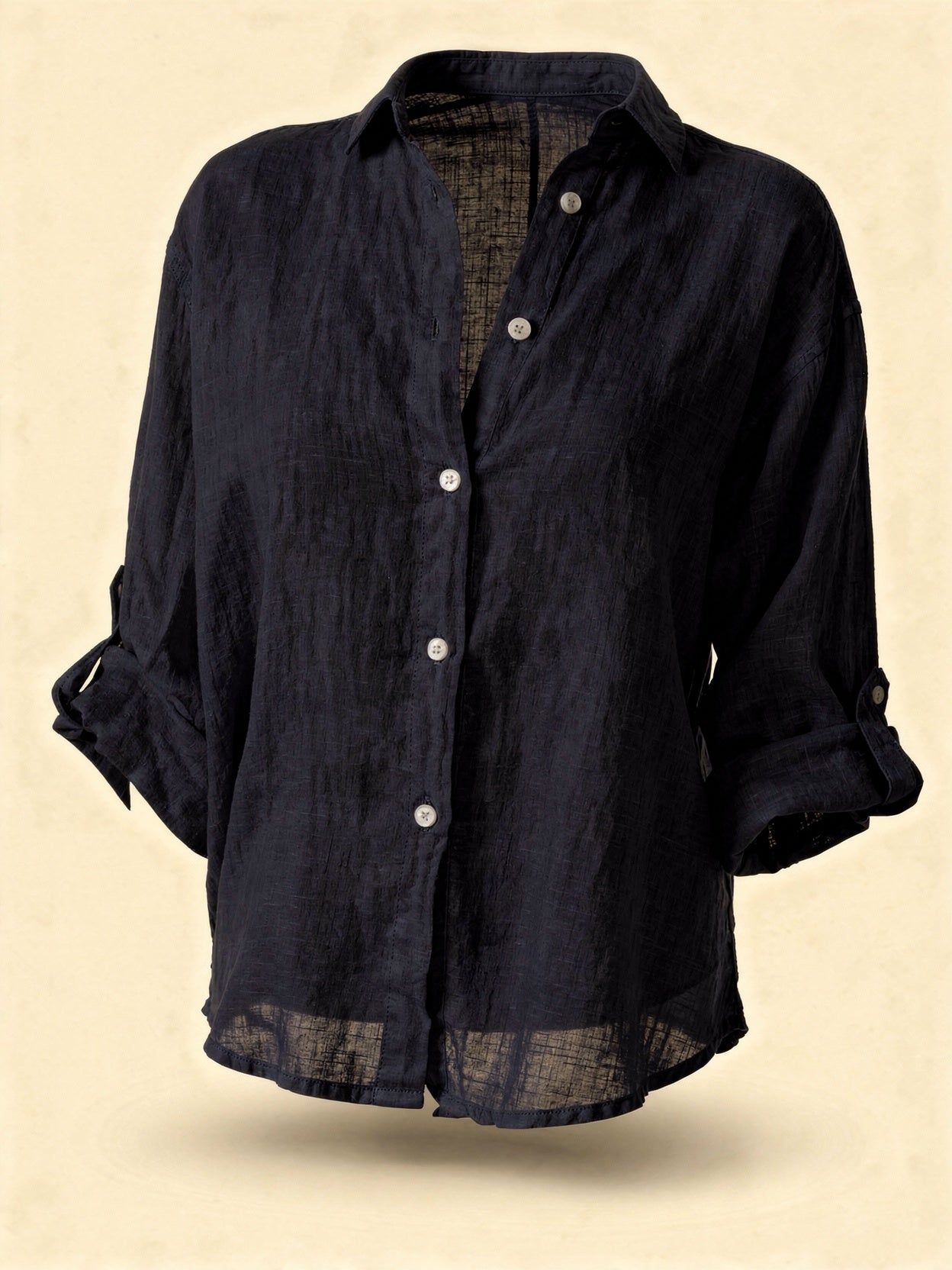 Blouse Oversize en Coton-Lin – Haut Femme à Manches Longues Décontracté