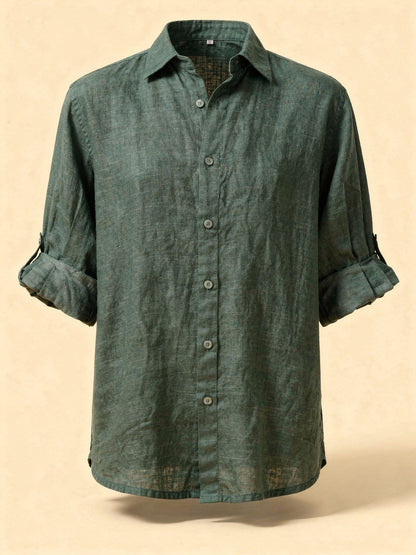 Blouse Oversize en Coton-Lin – Haut Femme à Manches Longues Décontracté