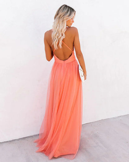 Femme Orange à Décolleté V et Évasée Robe d'invité de mariage – Élégante, Luxe