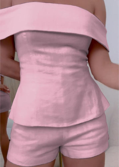 Ensemble Deux-Pièces Femme en Coton-Lin Blanc – Tenue Élégante et Légère