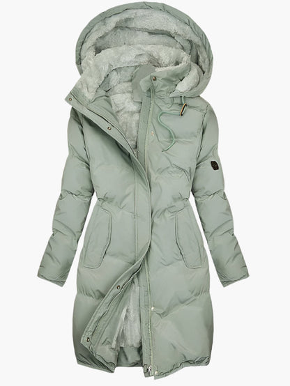 Veste Longue Matelassée à Capuche Femme – Chaude Légère et Coupe-Vent Hiver